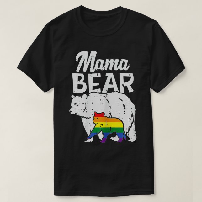 Camiseta Mama Bear Orgullo Arcoiris Bandera Gay LGB Mamá Al (Diseño del anverso)