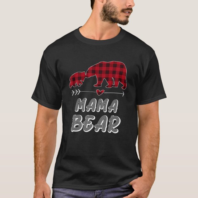 Camiseta Mama Bear Pajama Red Buffalo Xmas Funny Family Chr (Anverso)