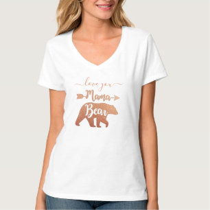 Camiseta MAMA BEAR personalizada Rosa Dorado Mujer Escote P