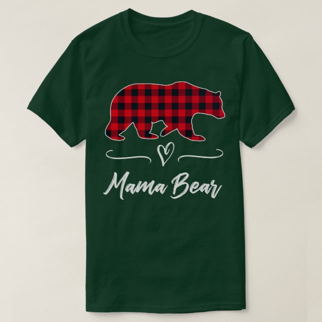 Camiseta Mama Bear Red Buffalo Check Plaid Heart Fun Mom Gi (Diseño del anverso)