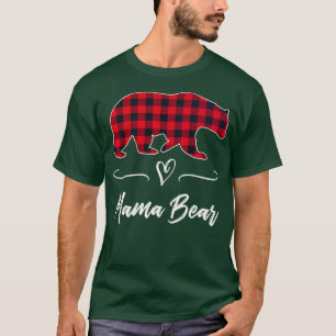Camiseta Mama Bear Red Buffalo Check Plaid Heart Fun Mom Gi