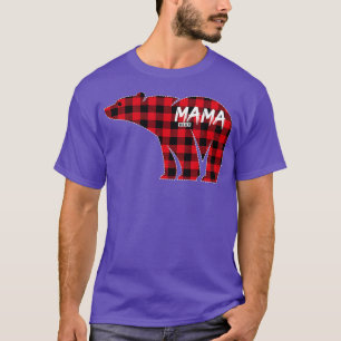 Camiseta Mama Bear Red Plaid Matching Family Christmas Paja