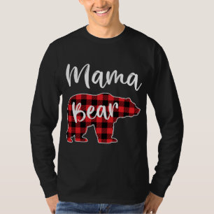 Camiseta Mama Bear Red Plaid Pajama Familia Navidades