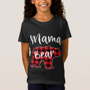 Camiseta Mama Bear Red Plaid Pajama Familia Navidades