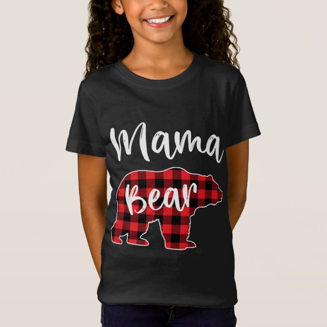 Camiseta Mama Bear Red Plaid Pajama Familia Navidades (Anverso)