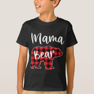 Camiseta Mama Bear Red Plaid Pajama Familia Navidades