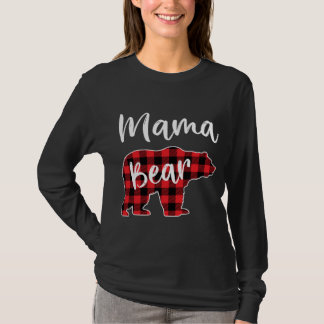 Camiseta Mama Bear Red Plaid Pajama Familia Navidades
