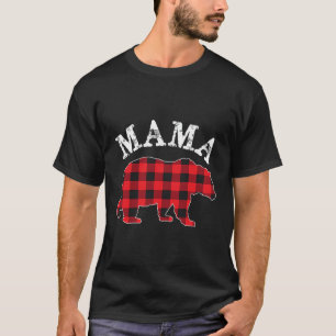 Camiseta Mama Bear Rojo Búfalo Negro Toco Mamá Tablero