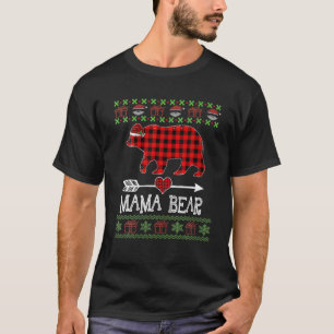 Camiseta Mama Bear Santa Red Toca Pajamas Familiares Para C