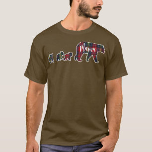 Camiseta Mama Bear Tres Cubs Tartán Plantar Rojo Verde Azul