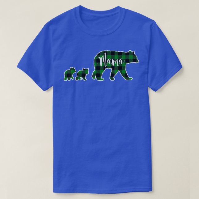 Camiseta Mama Bear with Two 2 Cubs Black Green Buffalo Chec (Diseño del anverso)