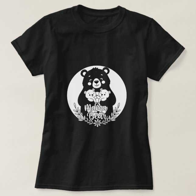 Camiseta Mama Bear with Two Cubs Heart Line Art Design (Diseño del anverso)