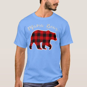 Camiseta MAMA BEAR Women Red Plaid Christmas Pajama Family 