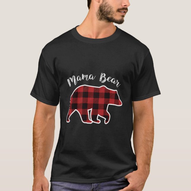 Camiseta Mama Bear Women Red Plaid Navidades Pajama Family (Anverso)