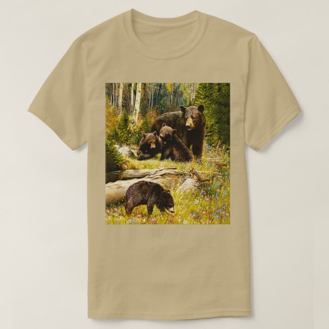 Camiseta Mama Bear Y Babies Black Bear Family Classic TSh (Diseño del anverso)