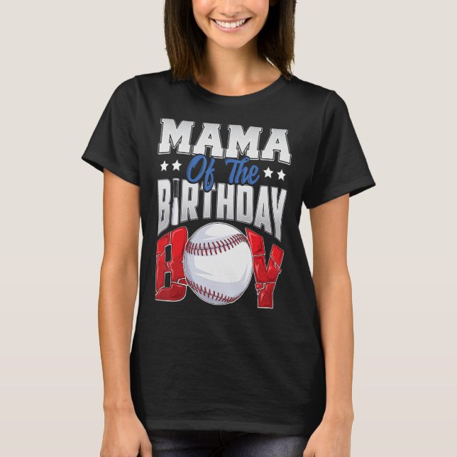 Camiseta Mama Béisbol cumpleaños Boy Family Baller por día  (Anverso)