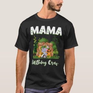 Camiseta Mama Birthday Crew Zoo Bday Safari Fiesta Celebrat