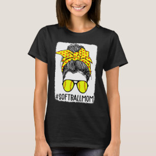 Camiseta Mamá blanqueada de Softball con una desordenada ma