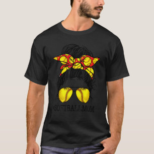 Camiseta Mamá blanqueada de Softball Mamá desordenada futbo