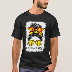 Camiseta Mamá blanqueada de Softball Mamá desordenada futbo