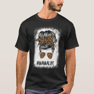 Camiseta Mamá blanqueada, leopardo de la vida, desordenada