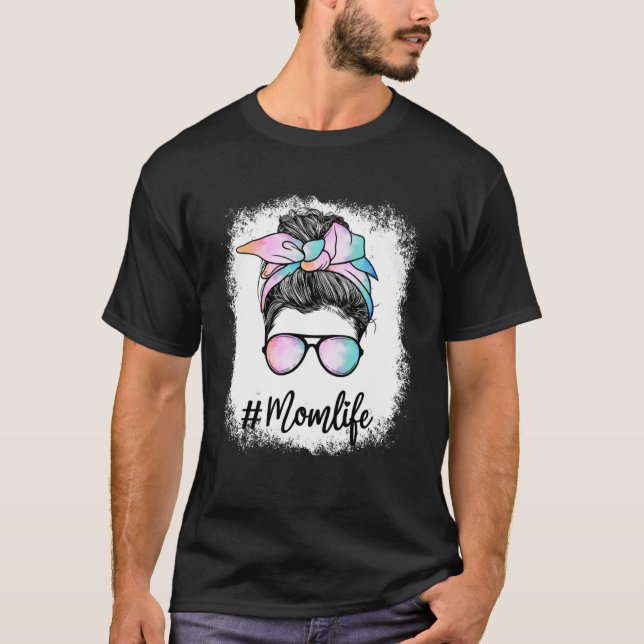 Camiseta Mamá blanqueada Vida Arcoiris Color Leopardo Mess (Anverso)