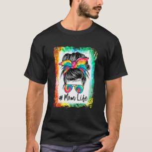 Camiseta Mamá blanqueada Vida Desordenada Bun Hair Gafas De
