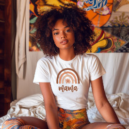 Camiseta Mama Boho Arcoiris Naranja mujeres florales
