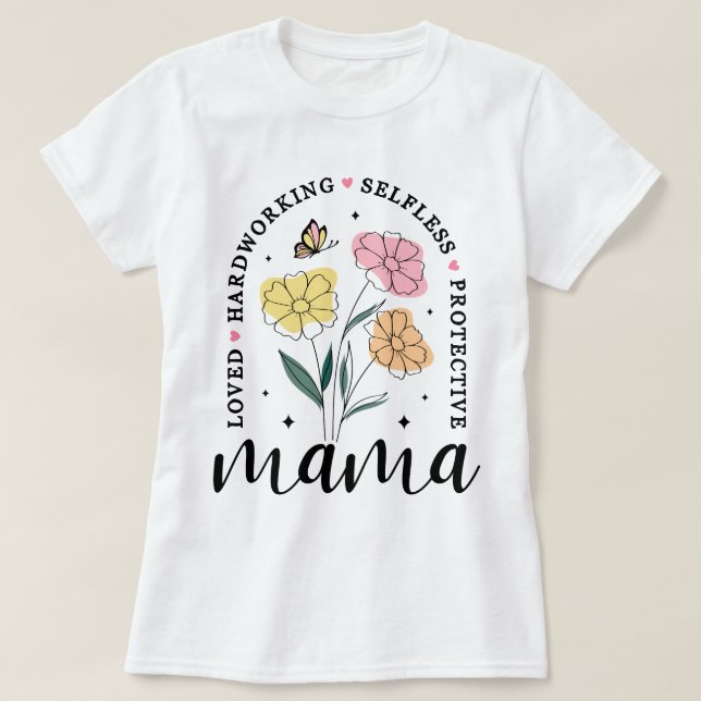 Camiseta Mama Boho Flores Mama (Diseño del anverso)