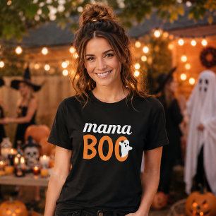 Camiseta Mama Boo Naranja Negro Halloween Familiares Combin