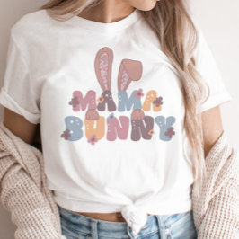 Camiseta Mama Bunny Easter Retro Spring Floral