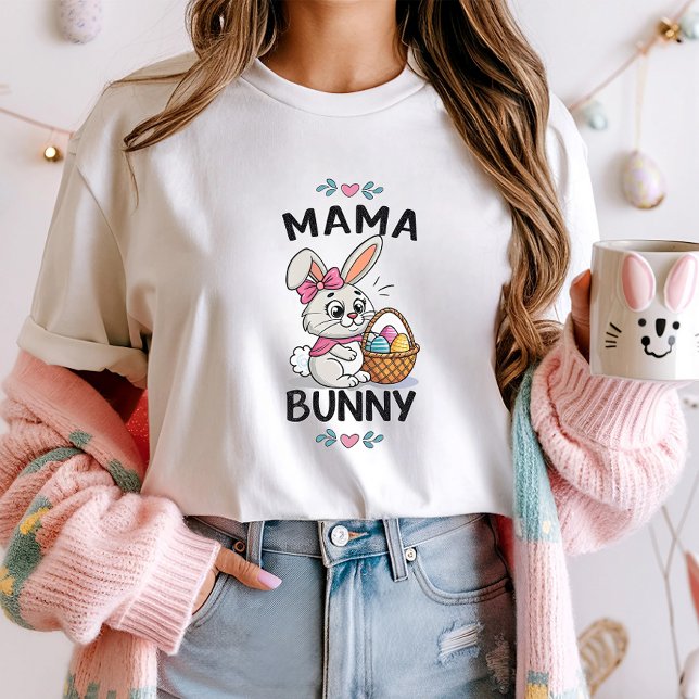 Camiseta Mama Bunny Easter Tee; Pascua Con La Familia (Subido por el creador)