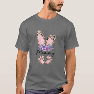 Camiseta Mamá Bunny Leopard Floral Bunny Ears Easter Day G