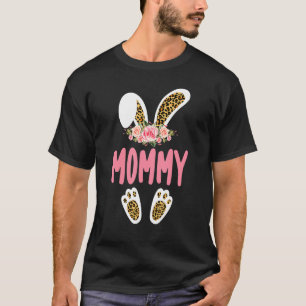 Camiseta Mamá Bunny Leopard Imprimir Flores Familia Día de 