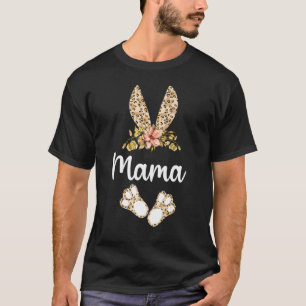 Camiseta Mama Bunny Leopard Print Floral Matching Family Ea