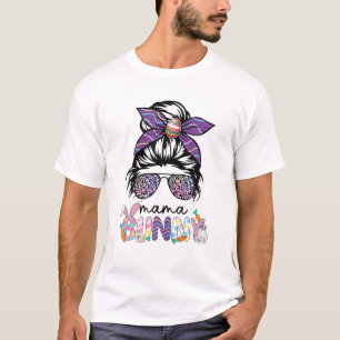 Camiseta Mama Bunny Rabbit Leopard Messy Bun Traje De Pascu