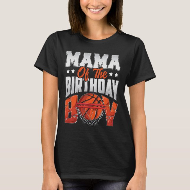 Camiseta Mama Bysketbyll Birthday Boy Family Byller B-day P (Anverso)