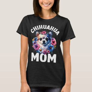 Camiseta Mamá Chihuahua Floral Acuarela Amantes de Perros D