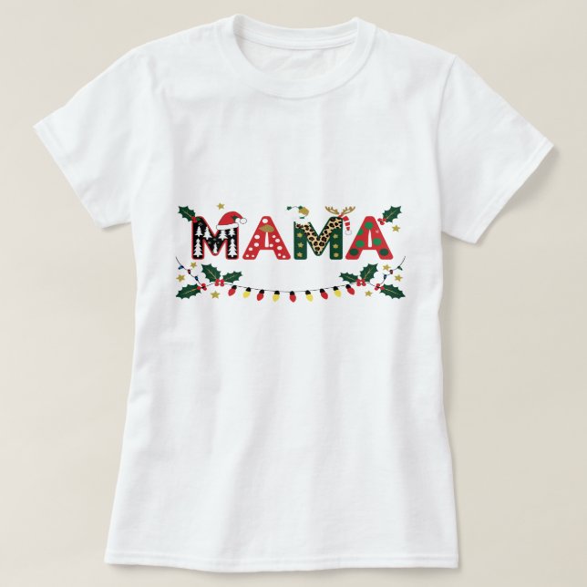 Camiseta Mama Claus Christmas – Cute Festive Holiday Typogr (Diseño del anverso)