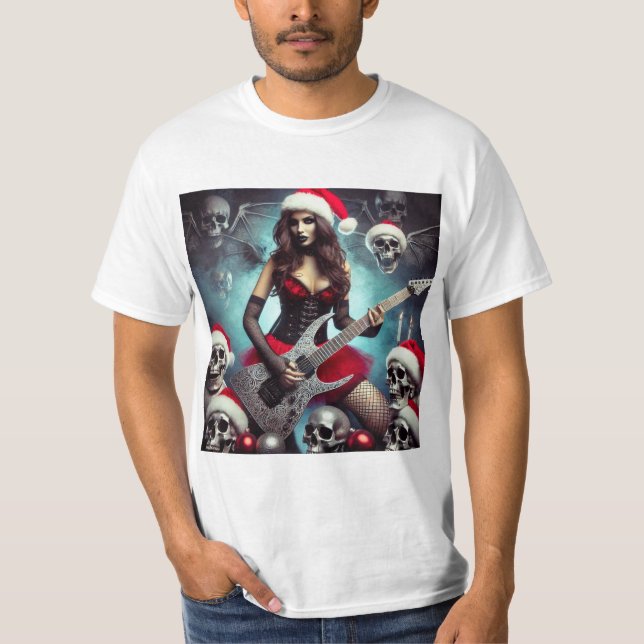 Camiseta Mamá Claus Metalera: La Navidad Rockera (Anverso)
