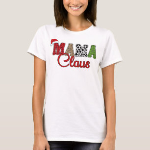 Camiseta Mama Claus Plaid Pattern-60096