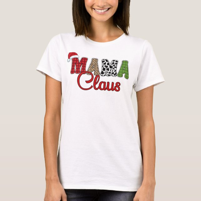 Camiseta Mama Claus Plaid Pattern-60096 (Anverso)