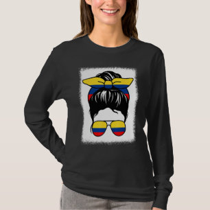 Camiseta Mamá colombiana blanqueada Messy Bun Colombia Mom
