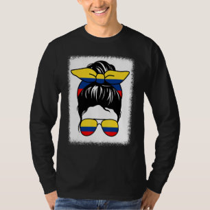 Camiseta Mamá colombiana blanqueada Messy Bun Colombia Mom 
