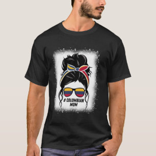 Camiseta Mamá colombiana Messy Bun Colombia Orgullo Patriót