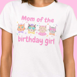 Camiseta Mamá colorida rosa del gato Kitty, Chica de cumple
