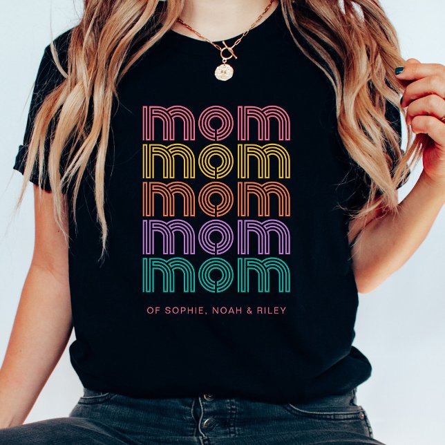 Camiseta Mamá | Colorido Bright Disco Style Text (A disco style design for mom)