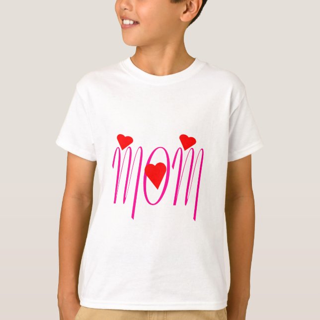 Camiseta Mamá con corazones rojos (Anverso)