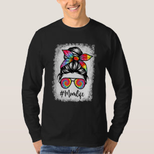 Camiseta Mamá con sangre, vida desordenada, hair bun, tie D