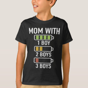 Camiseta Mamá Con Tres Chicos Con Batería Vacía - Mamá Con 